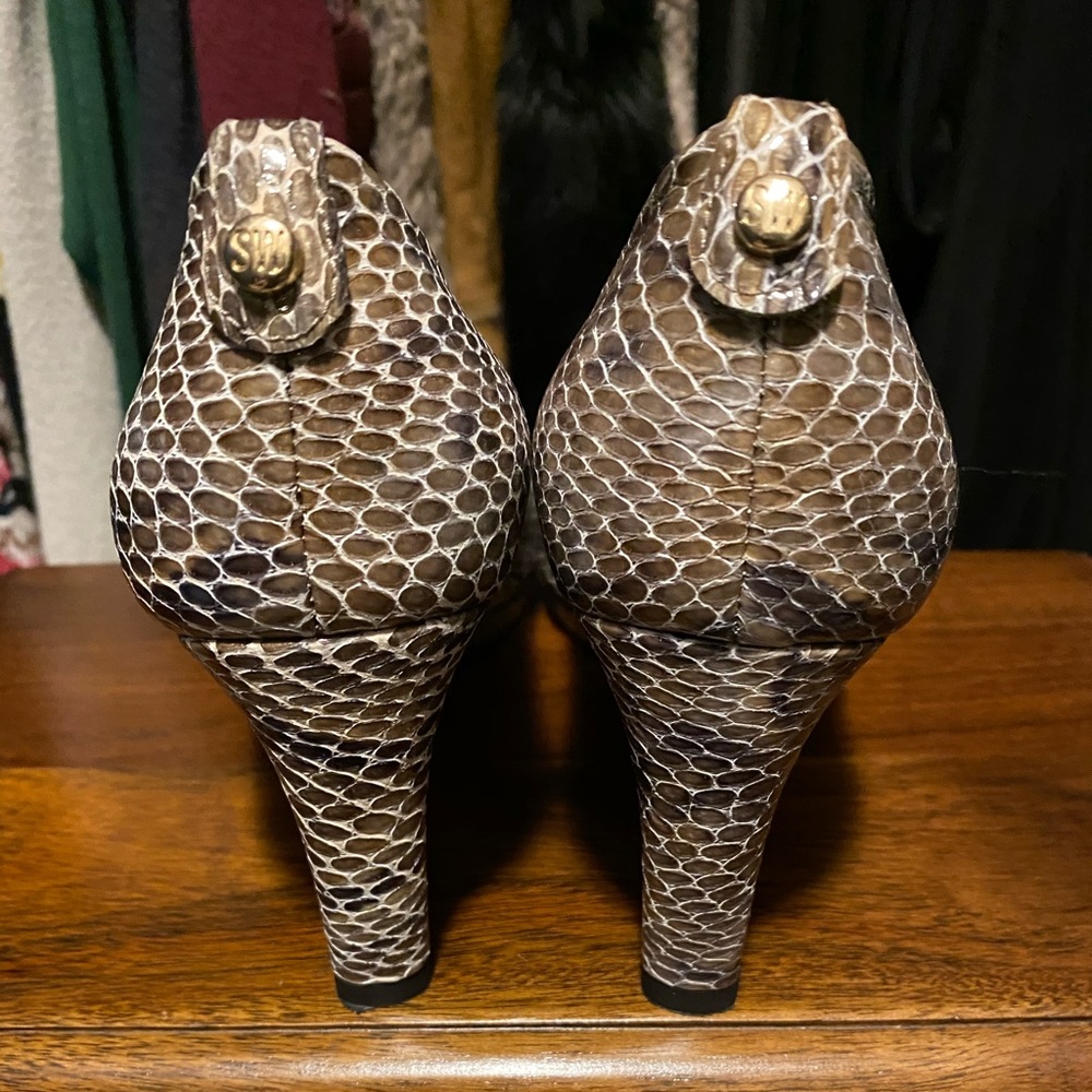 Stuart Weitzman Python Peep-Toe Pumps - image 5